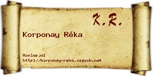 Korponay Réka névjegykártya